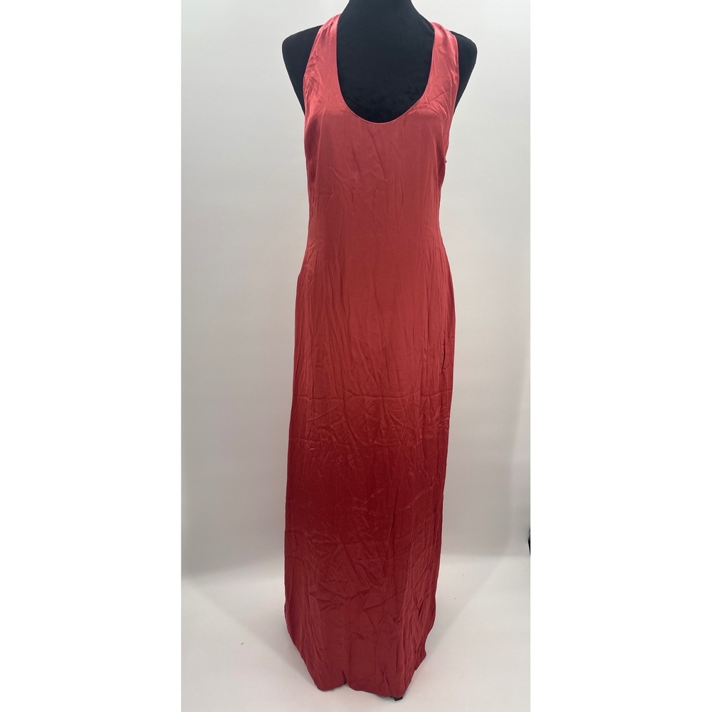 Lulus Organa Rusty Rose Pink Satin Open Back Maxi Dress Scoop Neck  NWT L - Picture 6 of 14